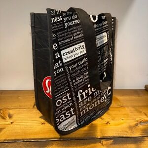 Lululemon Reusable Small Tote Bag Black White Manifesto Print Shopping Bag